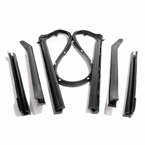 Convertible Top Rail Kit. 5-Piece set includes all right and left side top rail seals and windshield